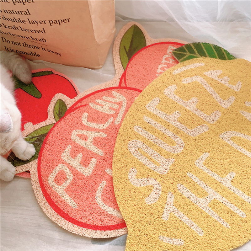 可爱水果猫砂垫草莓柠檬香蕉桃子猫咪垫子猫砂盆猫厕所防外溅地垫跨境出口家用地垫立体硅藻泥脚垫卫生间防滑门口浴室吸水地垫膨胀详情17