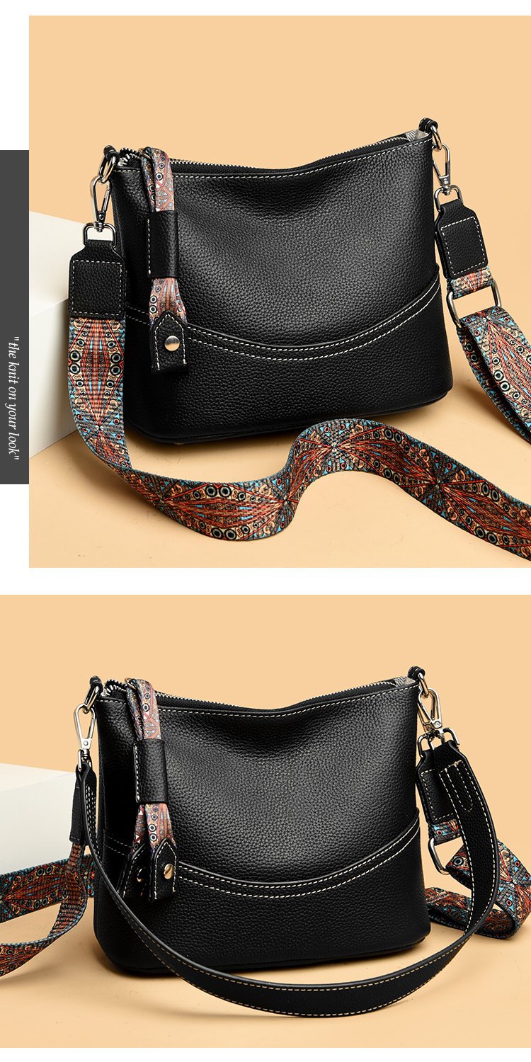 真皮流浪包女包头层牛皮包街拍新款潮时尚百搭三层软皮单肩斜挎包详情7