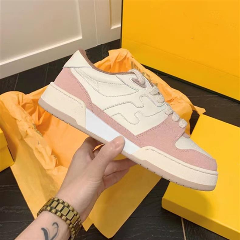 高版本F家match麂皮板鞋女平底系带拼接真皮小白鞋男女同款德训鞋详情13