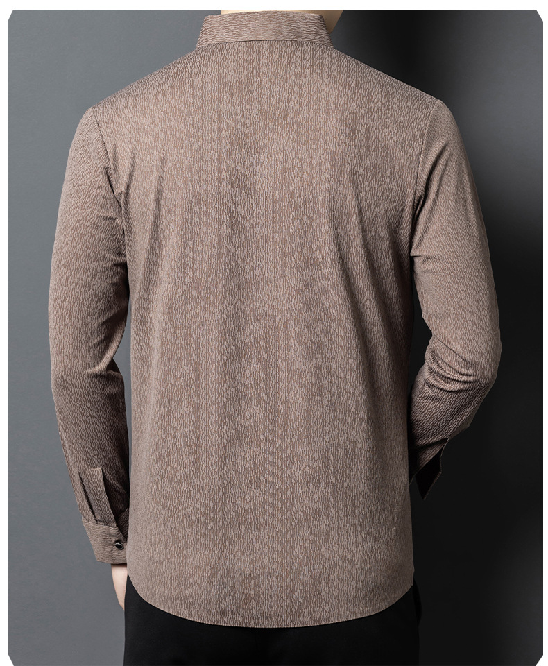 2025年春秋新款印花衬衫男长袖轻熟休闲中年百搭翻领男士衬衫批发详情19