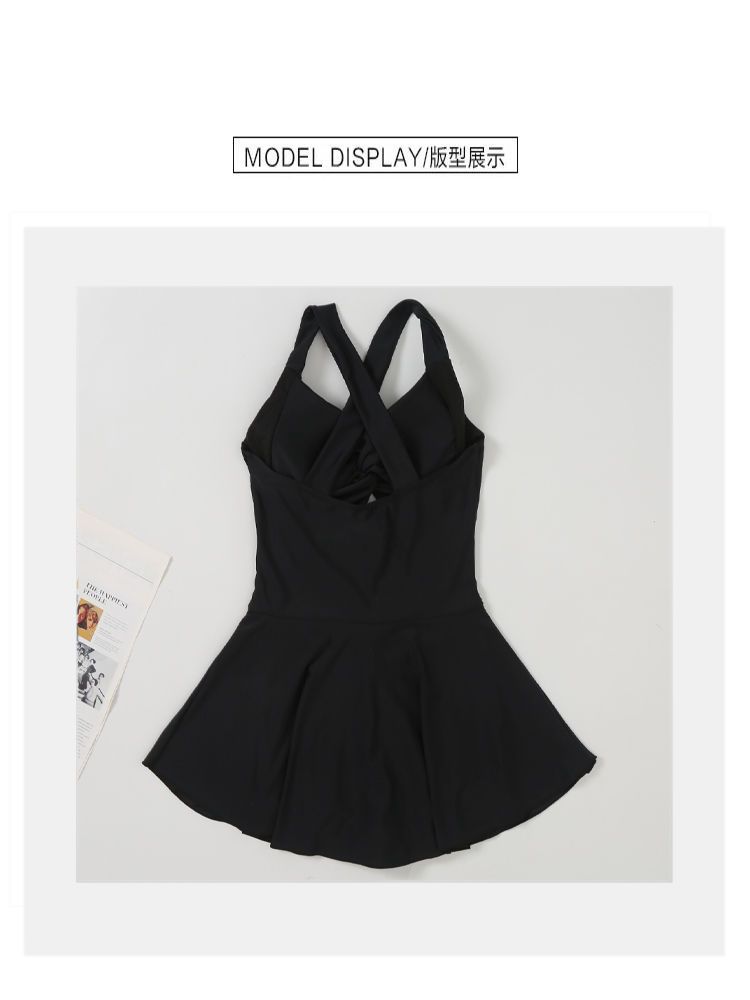 温泉泳衣女时尚爆款纯色显瘦遮肉连体裙式保守收腰性感游泳衣批发-028407详情21
