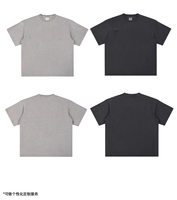 CKX2025 Summer American High Street vintage Torn loose Distressed short-sleeved washable T-shirt for men pic 6