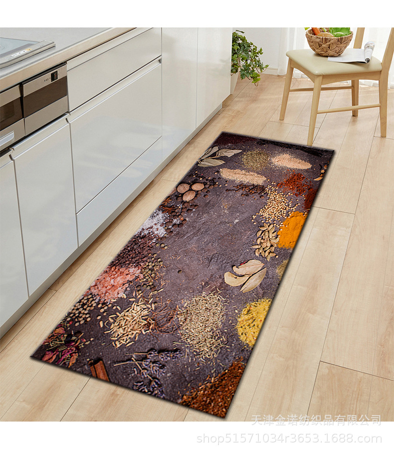 Amazon Nordic minimalist kitchen floor mat, water-absorbing and oil-absorbing two-piece set, kitchenware, seasonings, bathroom door mat and carpet pic 9