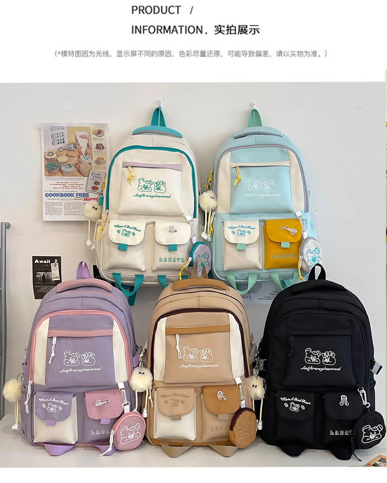 Japanese and Korean casual backpacks, forest-style schoolbags, multi-pocket schoolbags for primary school students, large capacity for cross-border travel for junior and senior high school students pic 32
