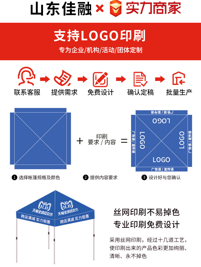 厂家批发3*3广告帐蓬摆摊遮阳帐篷加粗加厚雨棚四角帐篷折叠帐篷详情6