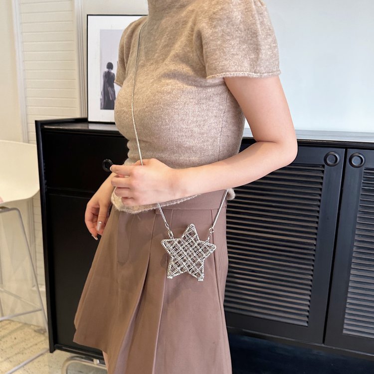 跨境2024夏新款小香风镂空金属星星包晚宴包单肩斜挎气质链条女包详情184