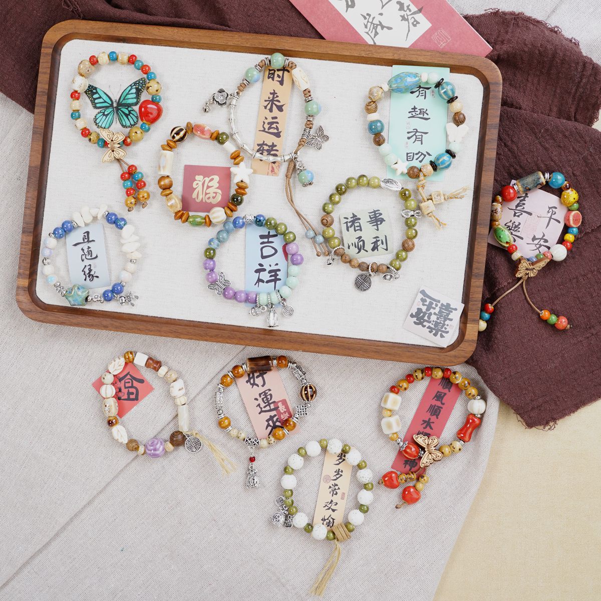 Wholesale Jingdezhen ceramic bracelets, ethnic style bracelets, fresh and cute student bracelets, fashionable handmade accessories, as gifts pic 1