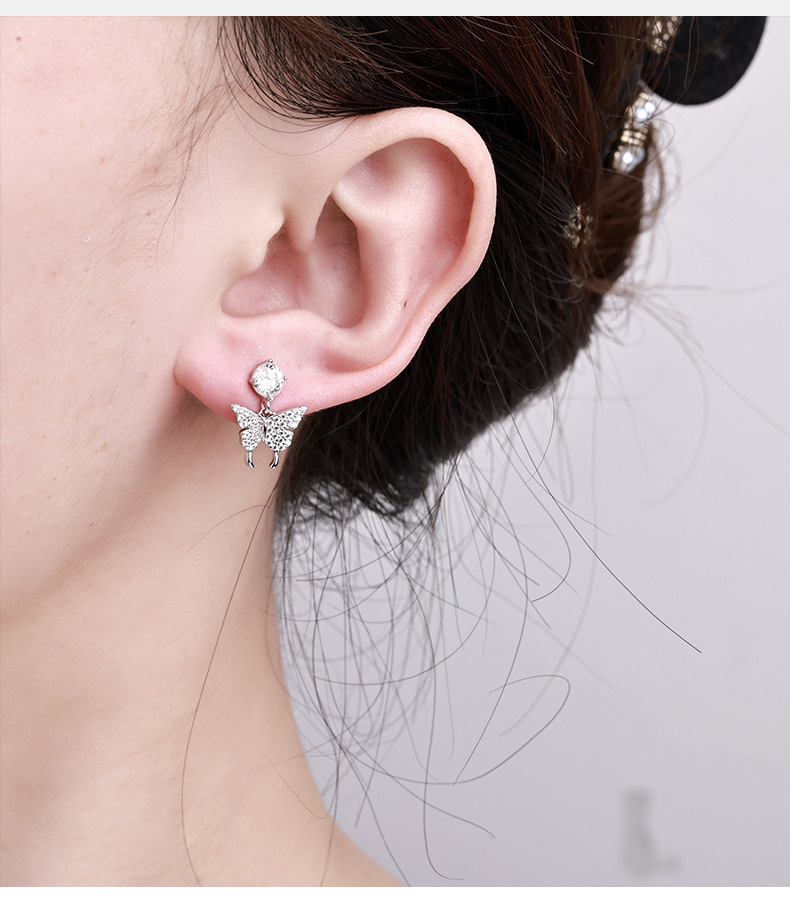 Zhuoheng selects Four-leaf clover ear studs for women, 925 sterling silver electroplated rose gold, niche high-end design, trendy earrings, 2026 new style pic 3