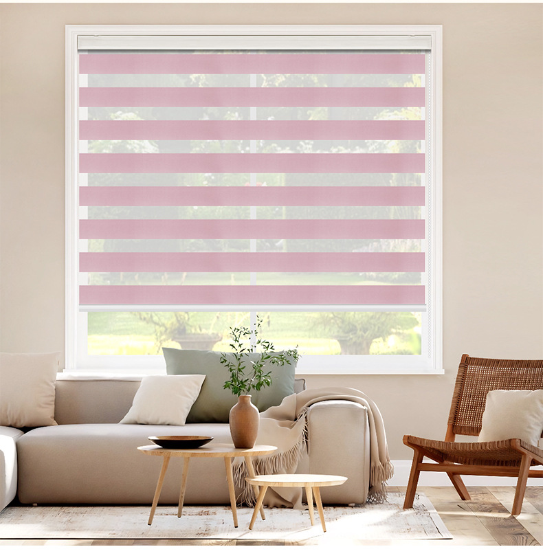 现货免打孔斑马帘外贸窗帘成品柔纱帘升降卷帘遮阳百叶窗帘定制详情17