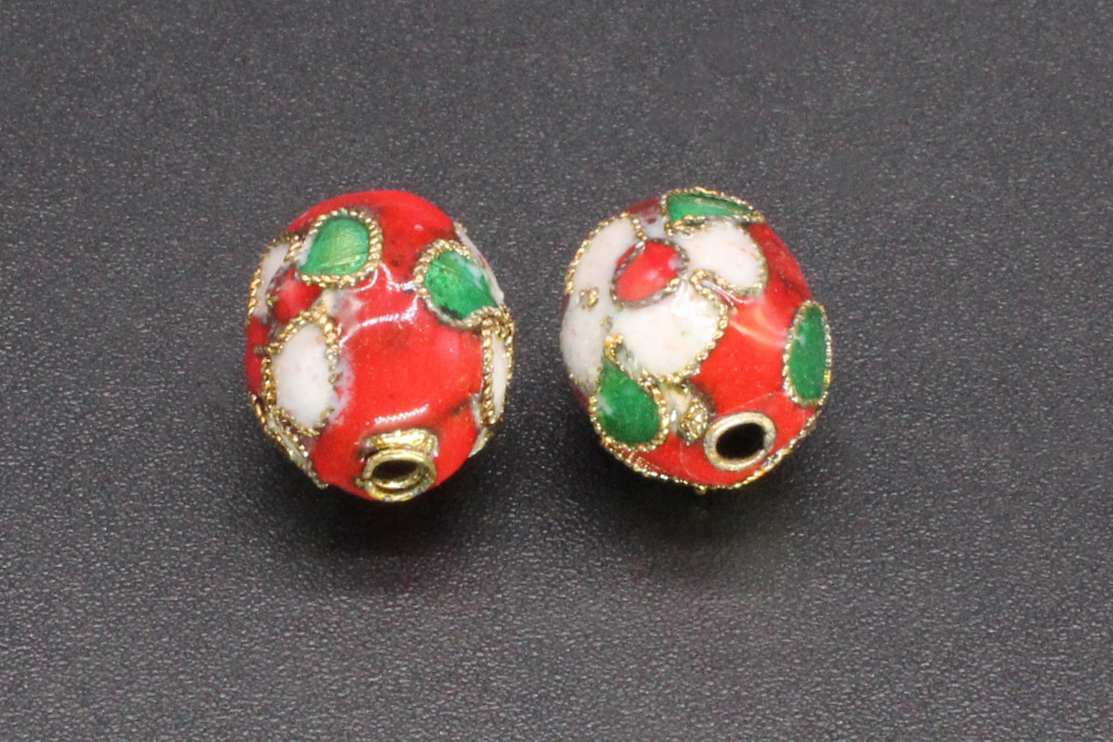Traditional high-temperature cloisonne enamel flower silver blue DIY jewelry accessories, cloisonne 10*12 egg beads pic 6