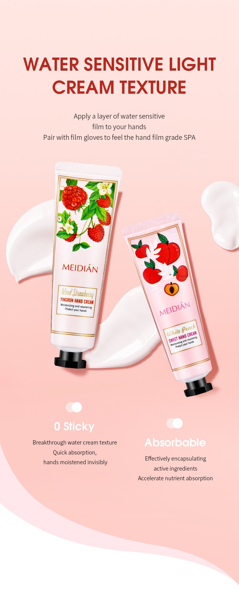 【 Exclusive for Foreign Trade 】 Wholesale of 5-bottle Set of Meidian Fruit Fragrance Hand Cream Moisturizing and Anti-Cracking Hand Cream pic 10