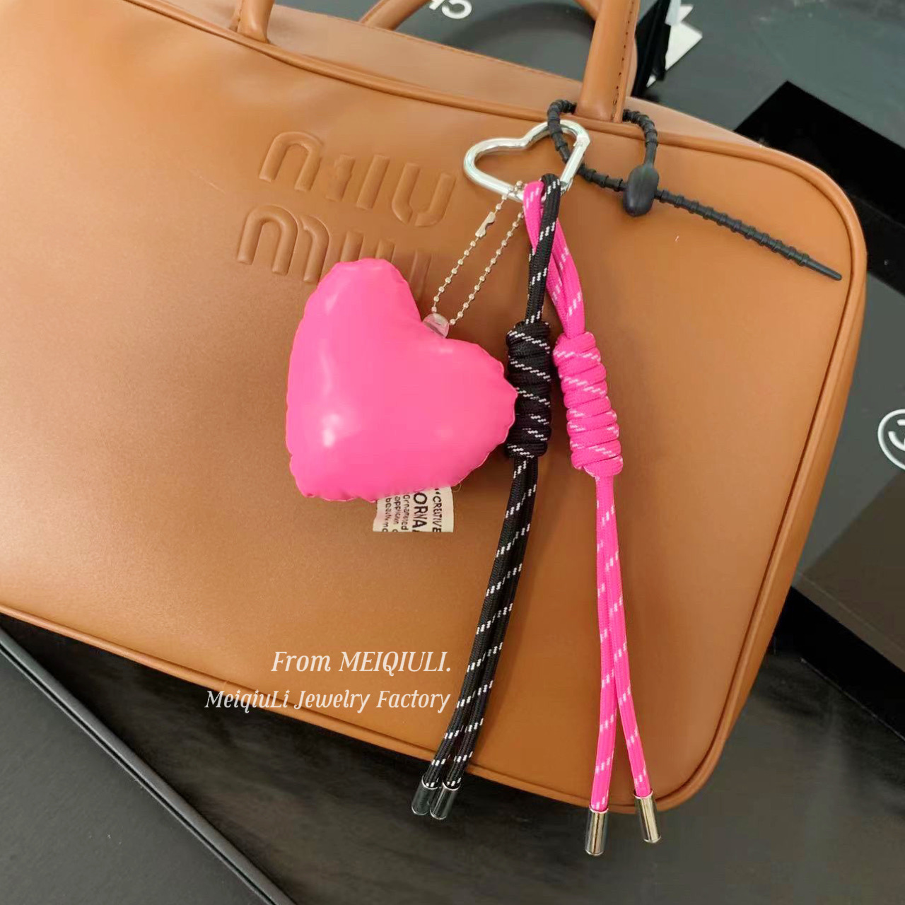 This is the same style baseball bag woven rope pendant as the Instagram blogger, featuring a high-end MIU series bag hanging rope and keychain decoration pic 49