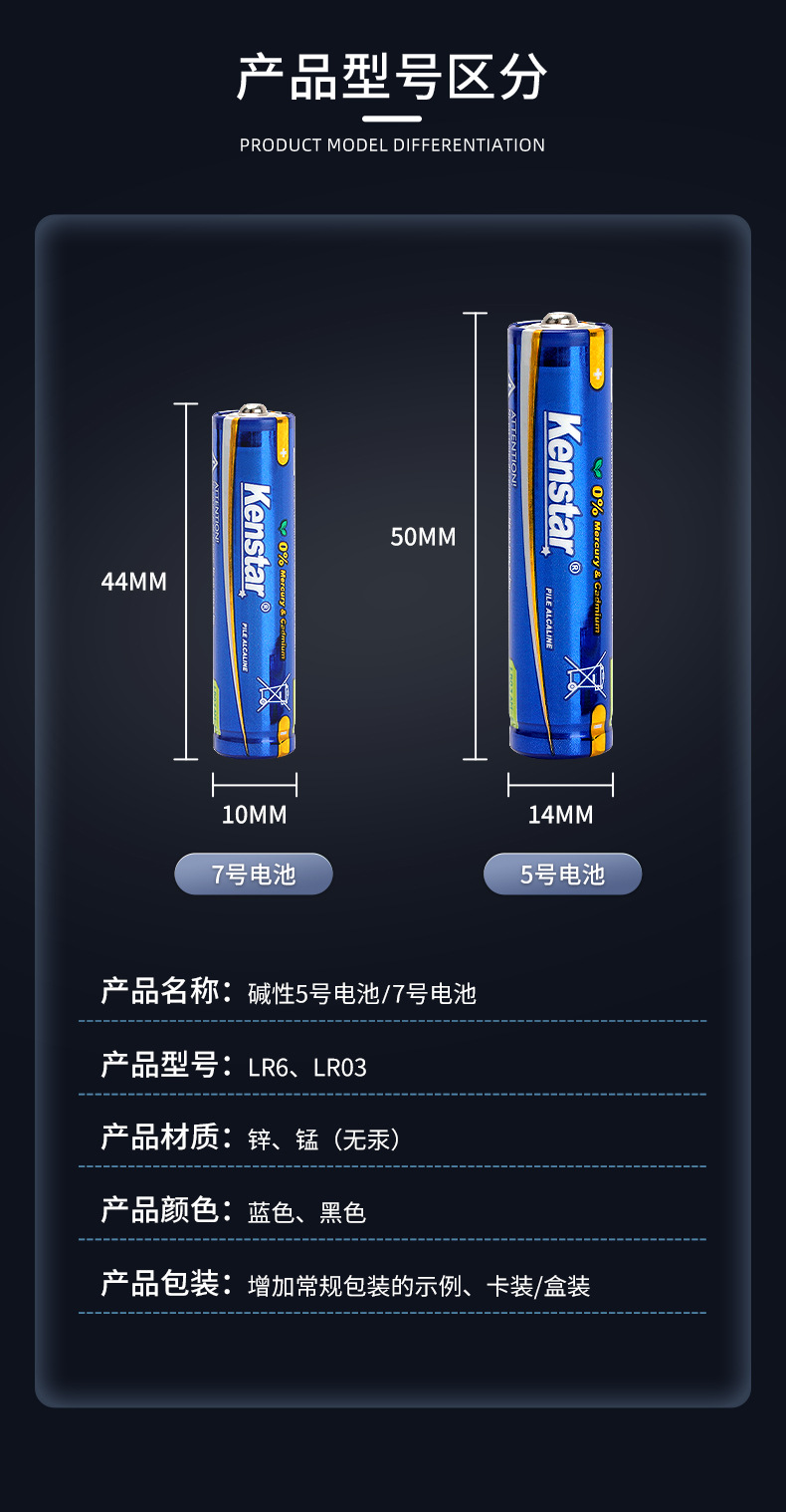 kenstar5号7号碱性电池 厂家直供电动玩具额温枪外贸五号跨境电池详情5