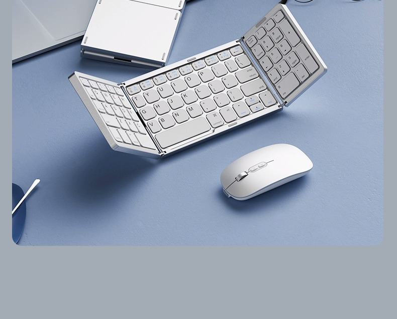 Cross-border three-fold keyboard, wireless Bluetooth, foldable small keyboard, suitable for desktop computers, Xiaomi notebook set pic 23