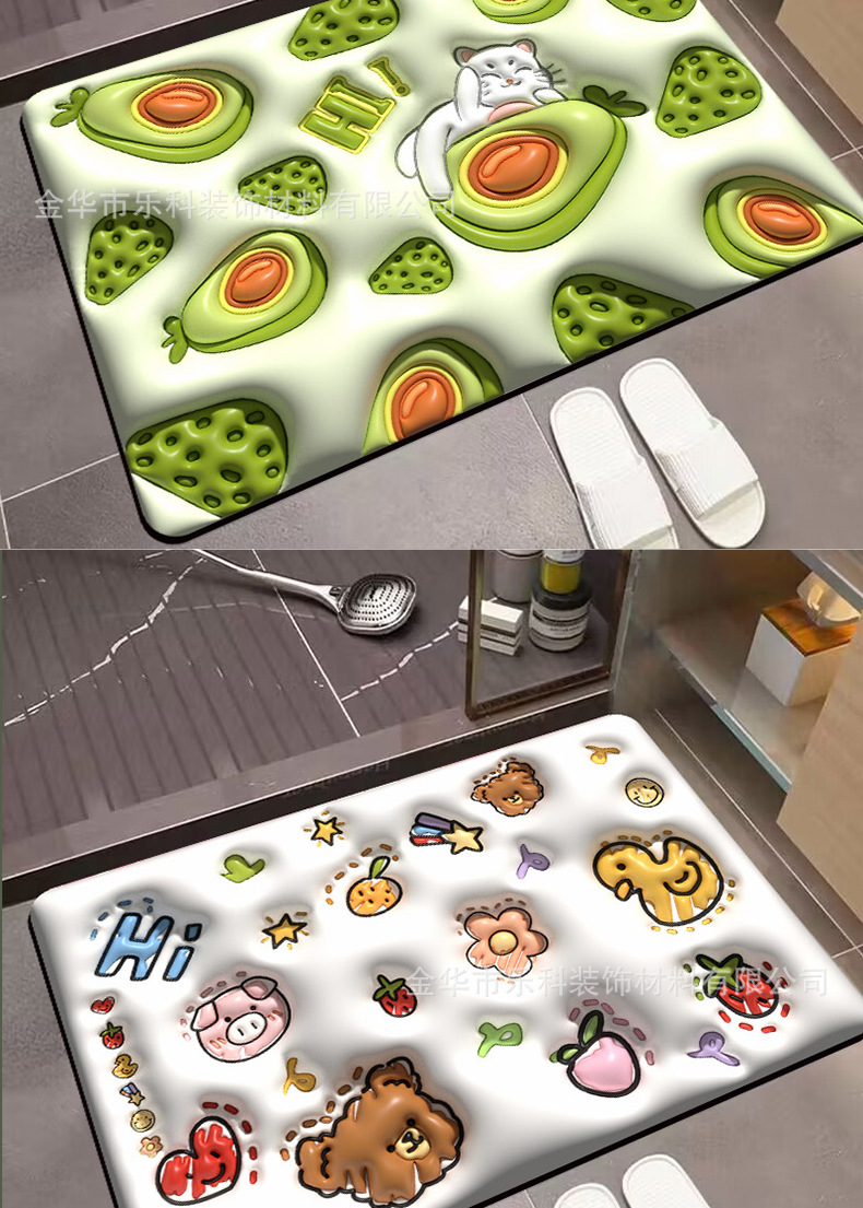 In-stock delivery of expanded small flower combination diatom mud soft pads, water-absorbing, quick-drying, anti-slip, and cute washable door printed pads pic 11