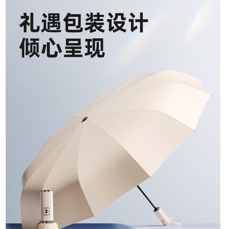 新款十股双龙骨防晒伞黑胶折叠晴雨两用伞全自动遮阳伞批发定制伞详情33