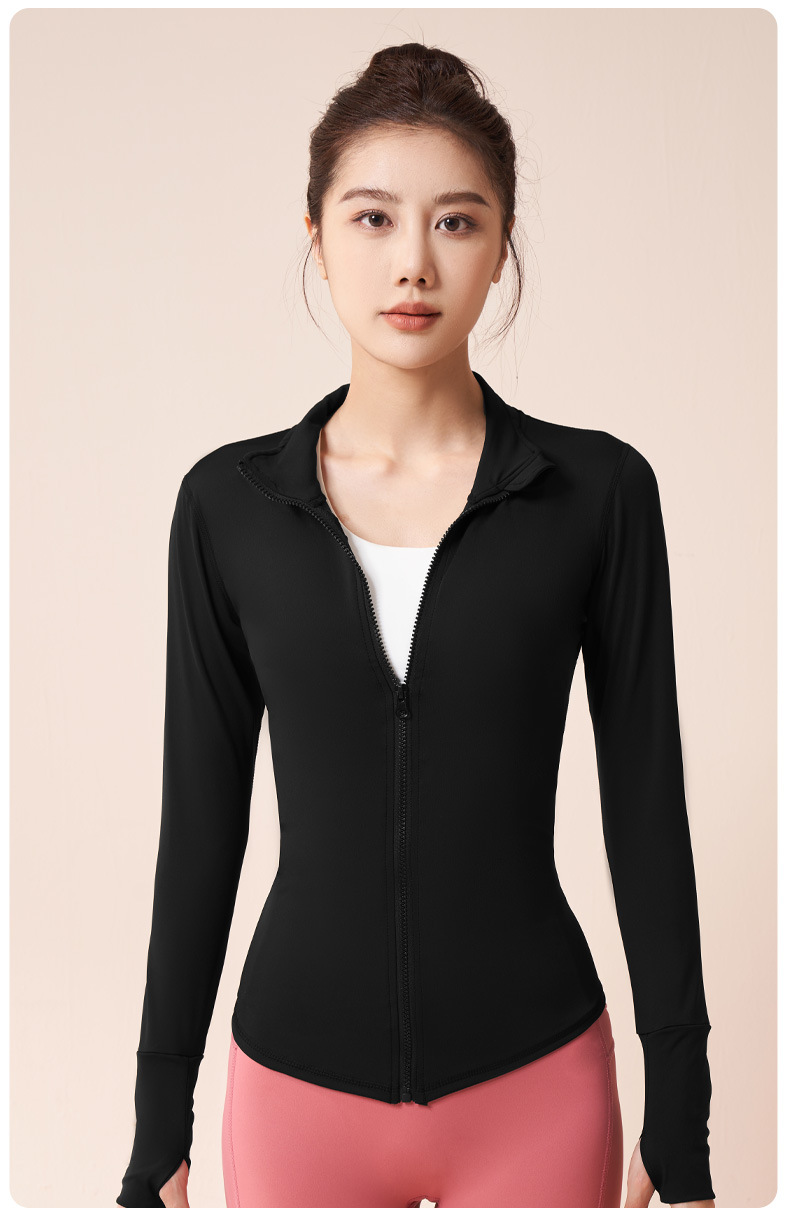 Juyitang Summer Yoga Coat, seamless stand-up collar stretch sports coat, stretch outdoor sports top pic 15