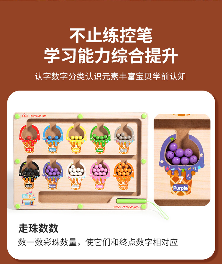 磁性数字走珠迷宫玩具幼儿童运笔吸贴早教益智逻辑思维训练游戏详情7
