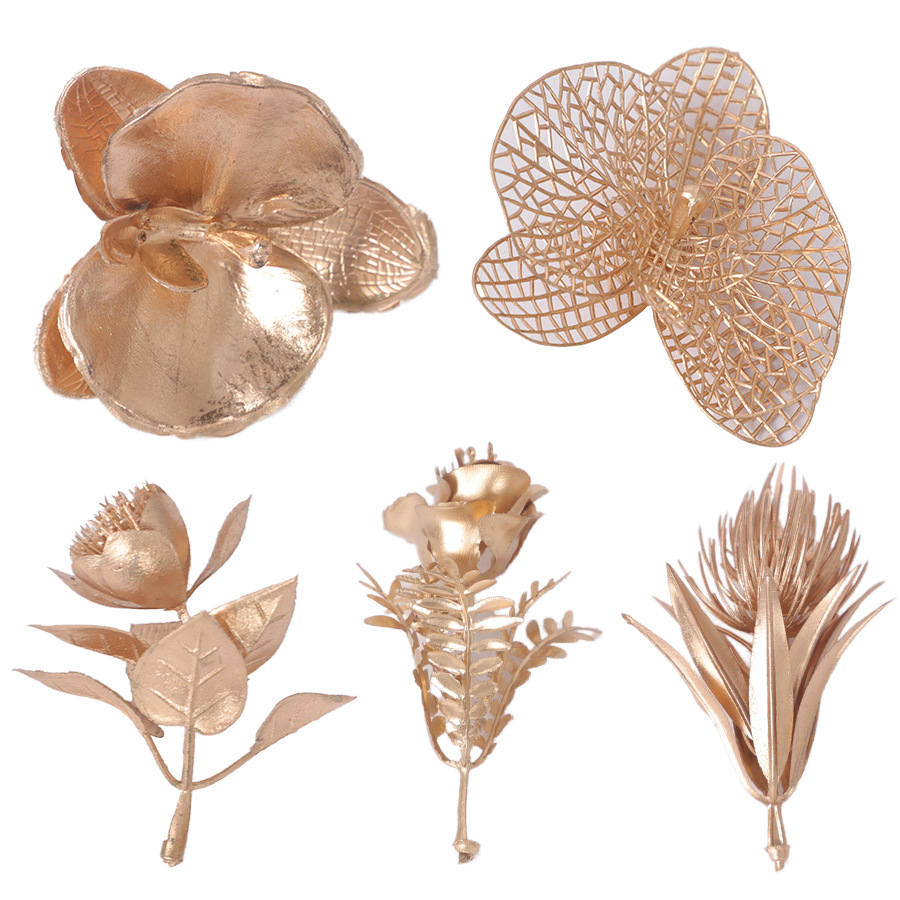 复古植物配件仿真金色叶子手工插花配件节日装饰仿真花跨境代发详情43