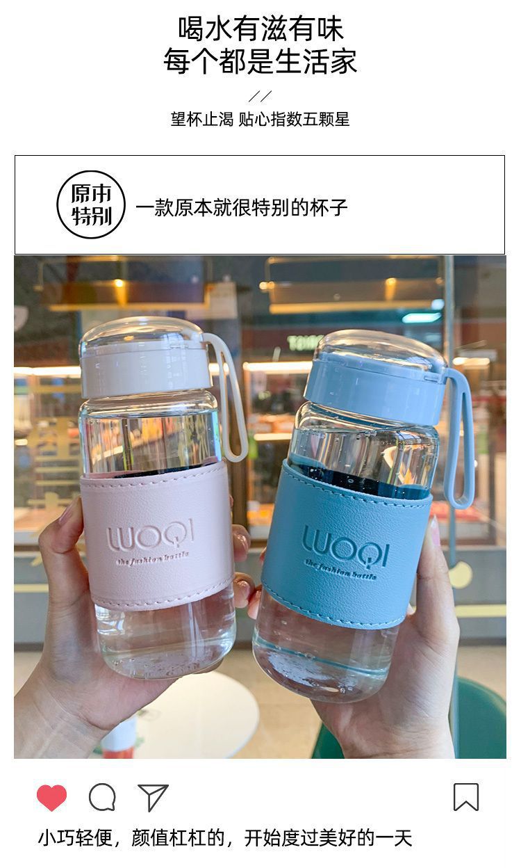 The Korean version of the water cup is cute, fresh and fashionable. It is a summer heat-resistant glass tea cup with a large capacity and portable transparent design pic 3