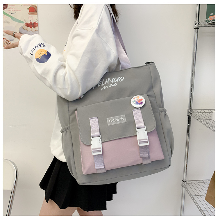 书包女ins森系单肩包学生帆布包清新简约斜挎包大容量装书手提袋详情27