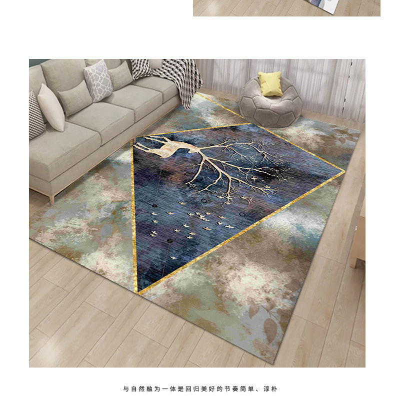 Cross-border consignment of washed carpets, indoor radiant abstract square floor MATS, printed coffee tables, living room and bedroom floor MATS pic 17