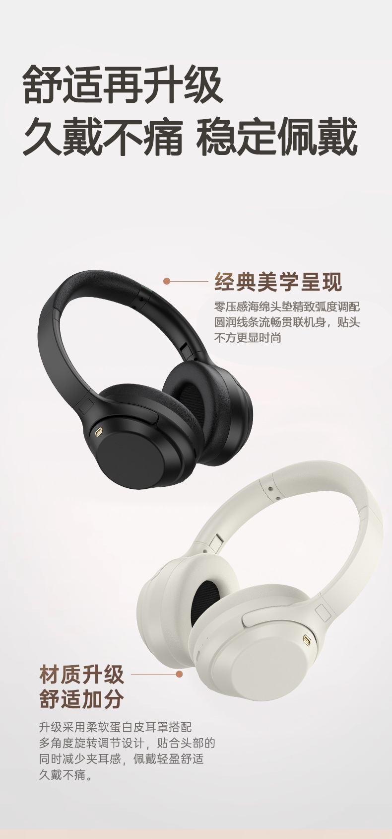 跨境爆款M4ANC主动降噪无线头戴式蓝牙耳机全包耳运动通话耳机5.4详情11