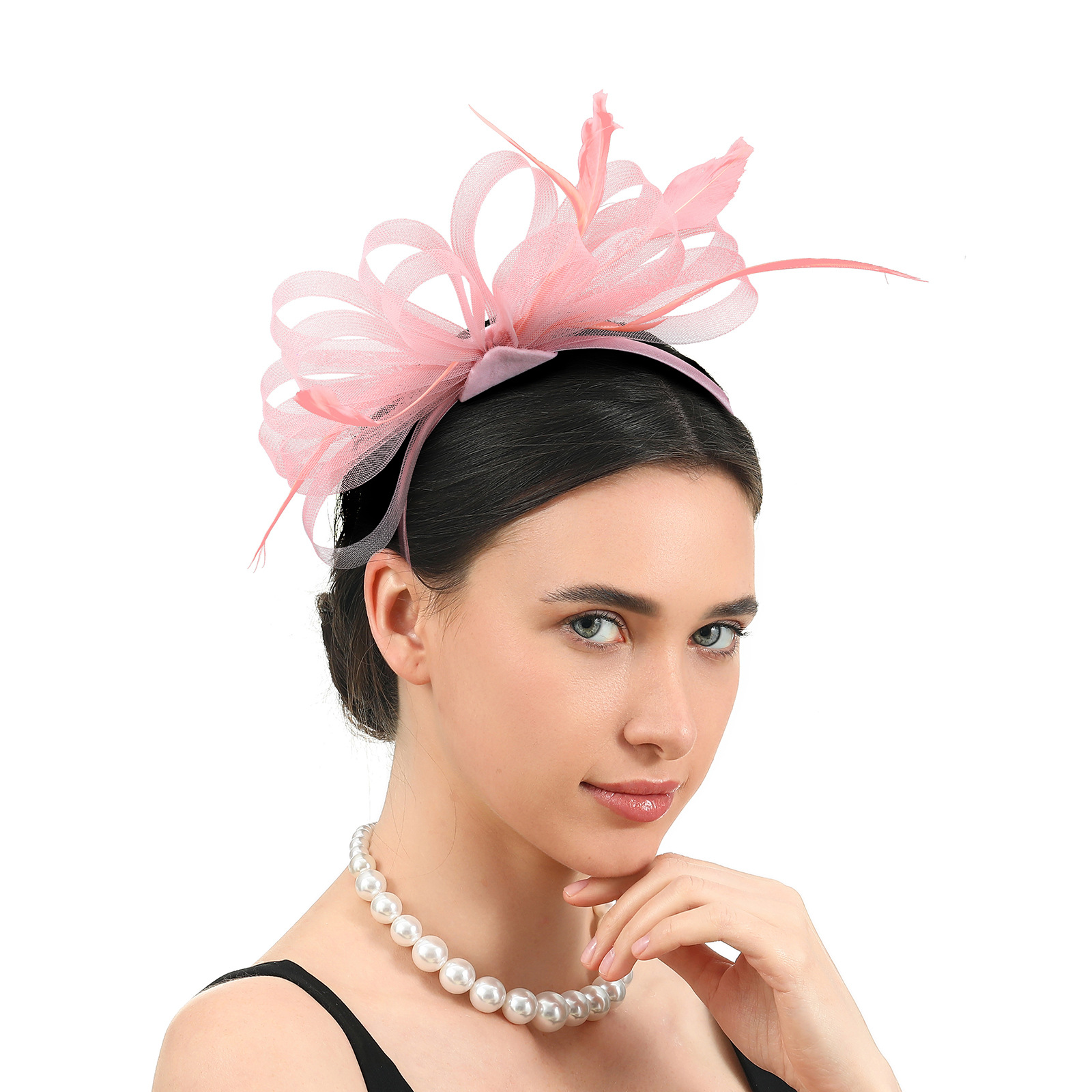 简约复古发夹网纱羽毛头花发饰欧式复古晚宴影楼新娘拍照写真发箍详情3