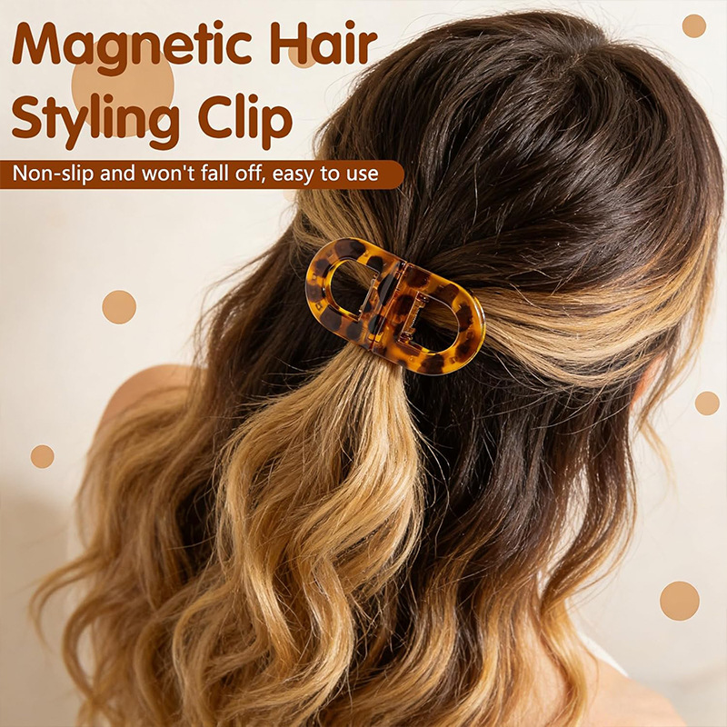 智能磁吸发夹跨境出口 smart magnetic hair clip 创意磁吸扣发夹详情8