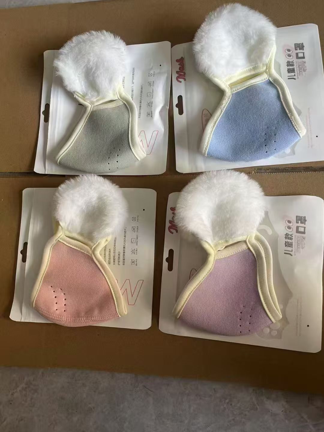 儿童保暖口罩护耳耳罩二合一纯色透气立体男女孩学生防寒毛绒耳套详情9