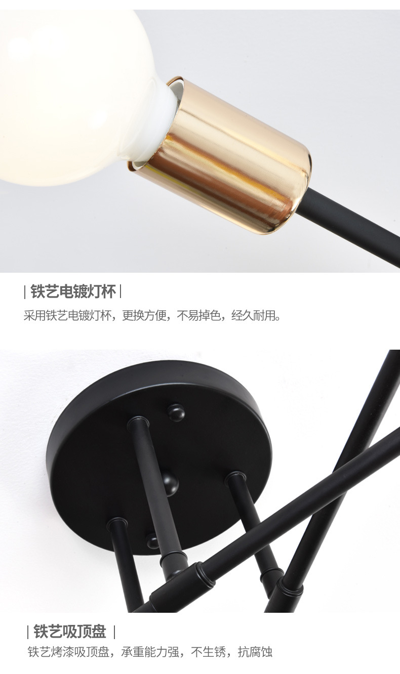 Cross-border Nordic living room lighting, dining room lighting, bedroom home decoration lighting, LED ceiling lighting, American black chandelier pic 15