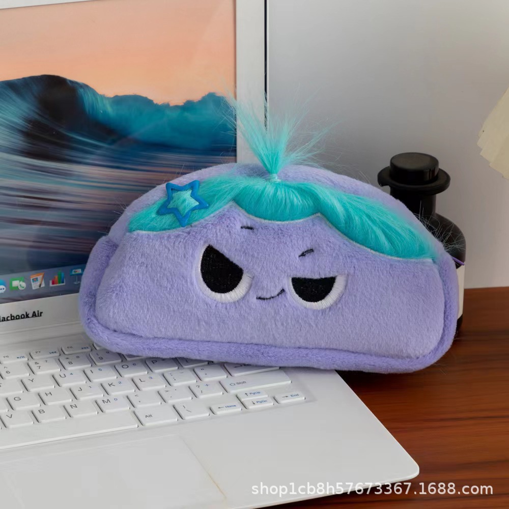 新款搞怪有趣笔袋可爱卡通毛绒文具学生学习文具单层收纳铅笔盒详情7