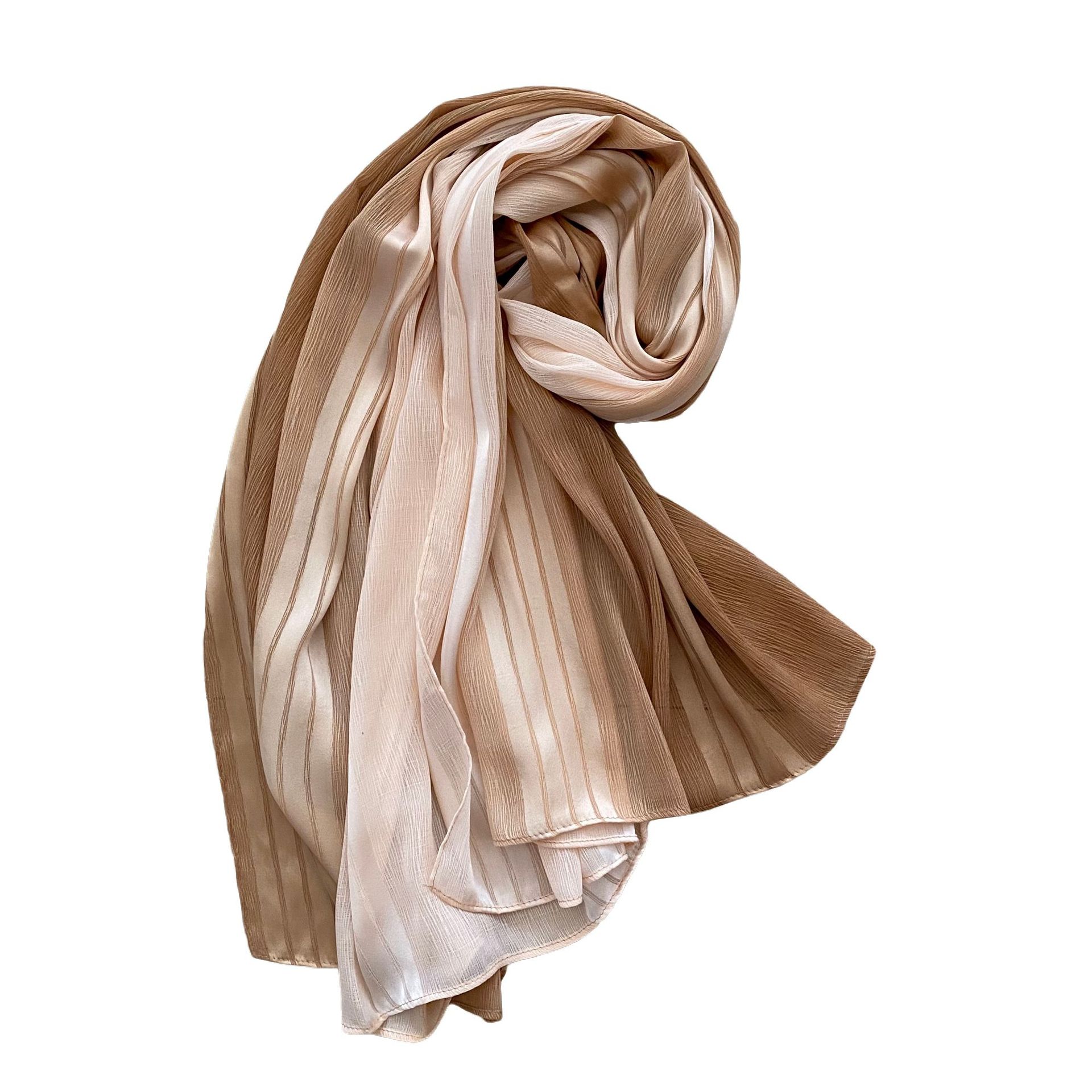 新款披肩渐变色围巾褶皱条纹头巾CottonViscoseHijabF736详情22