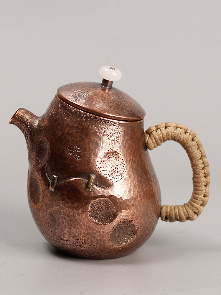 260CC pure handcrafted brewing copper teapot, uncoated purple copper water boiling teapot, Gongfu tea set, gift, stove boiling teapot pic 7