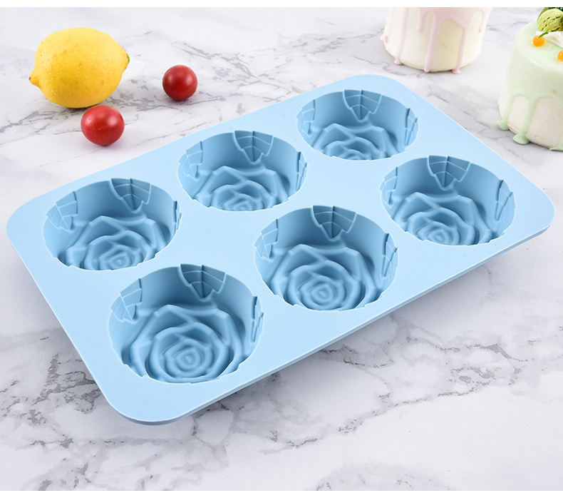 6-piece rose cake mold, food-grade silicone mousse mold, candle gypsum crystal resin mold, easy to demold pic 13
