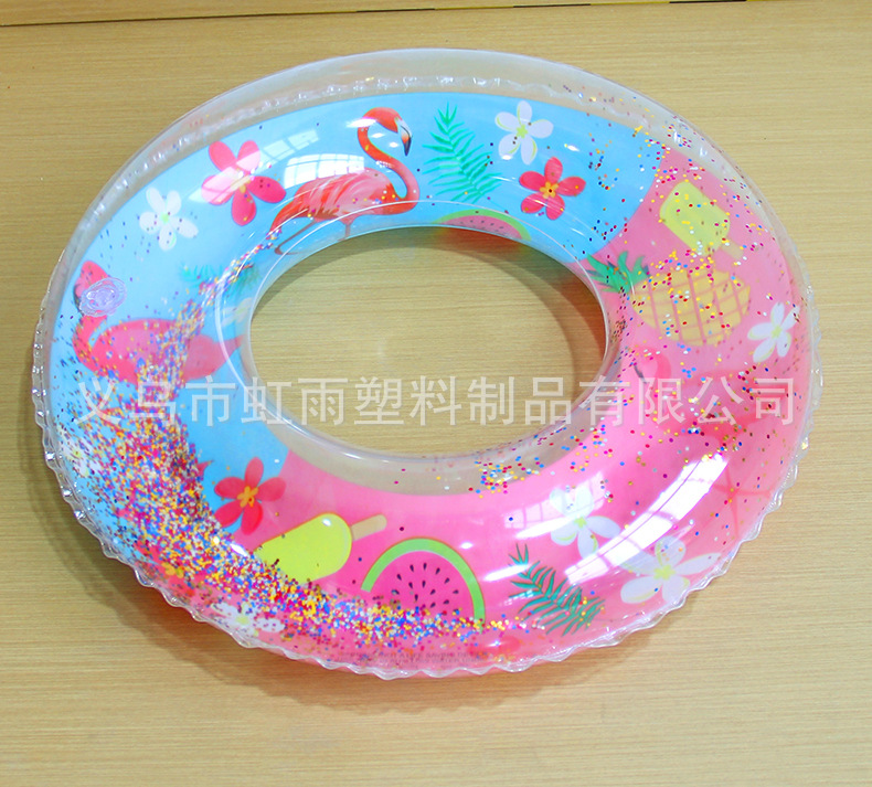 虹雨充气火烈鸟亮片泳圈儿童卡通腋下圈批发加厚亮片游泳圈网红款详情5