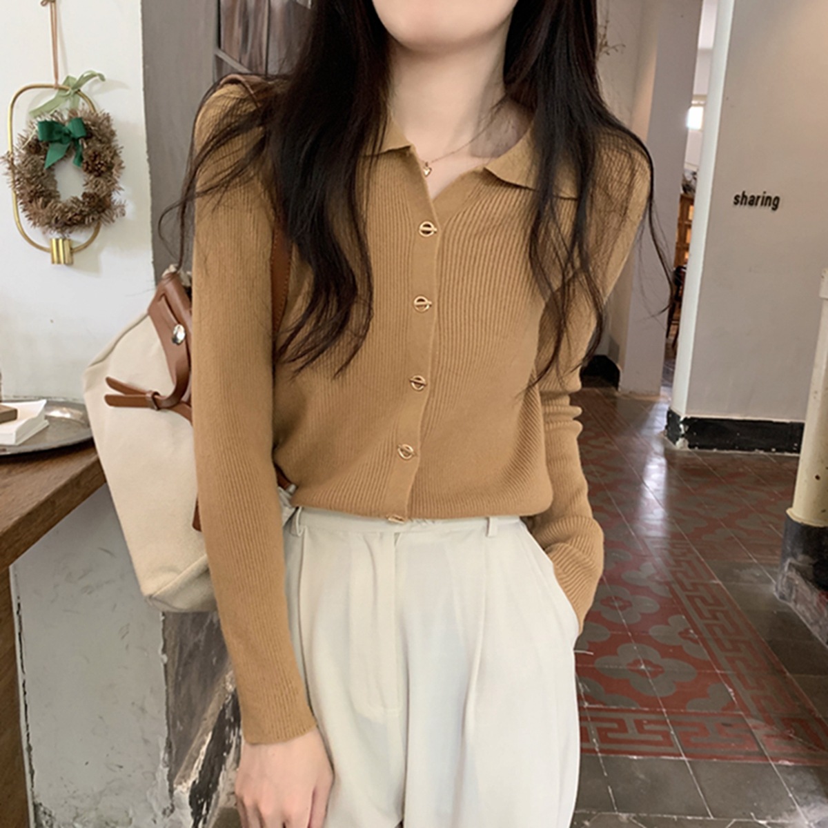 polo领内搭打底针织衫毛衣女秋冬2023新款早秋设计感别致独特上衣详情8