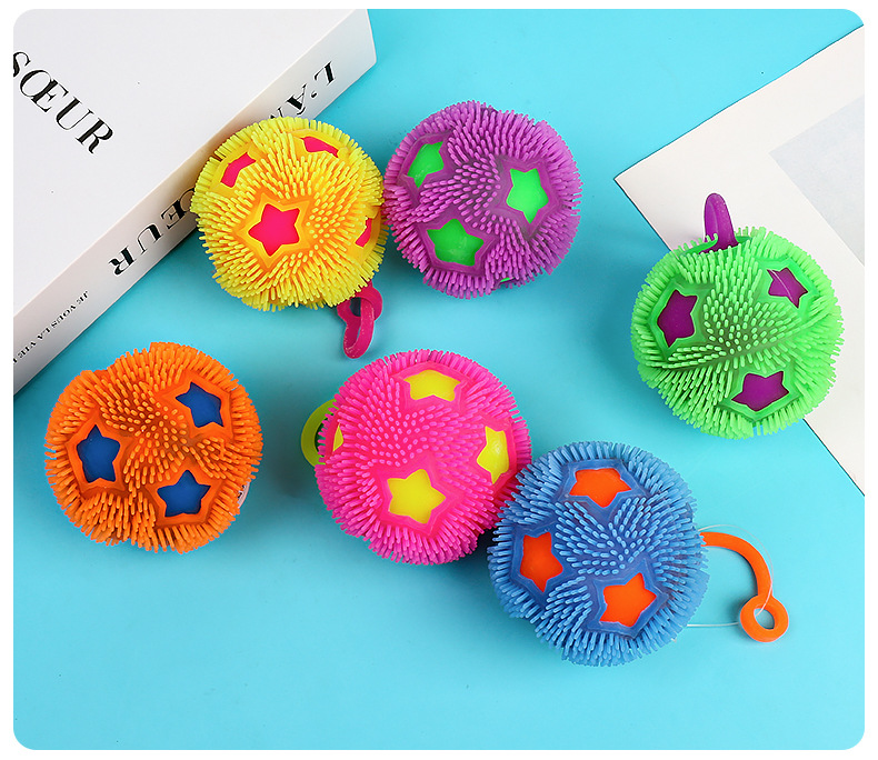 发泄五星毛毛球解压带绳子足球发光挤压玩具儿童网红爆款益智科教彩泥粘土沙详情9