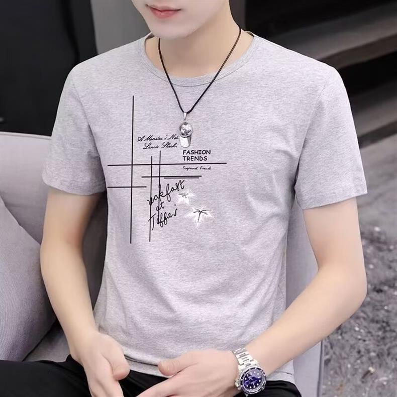 捡漏新款印花短袖t恤男士韩版打底衫潮流夏季中老年衣服跨境外贸详情5