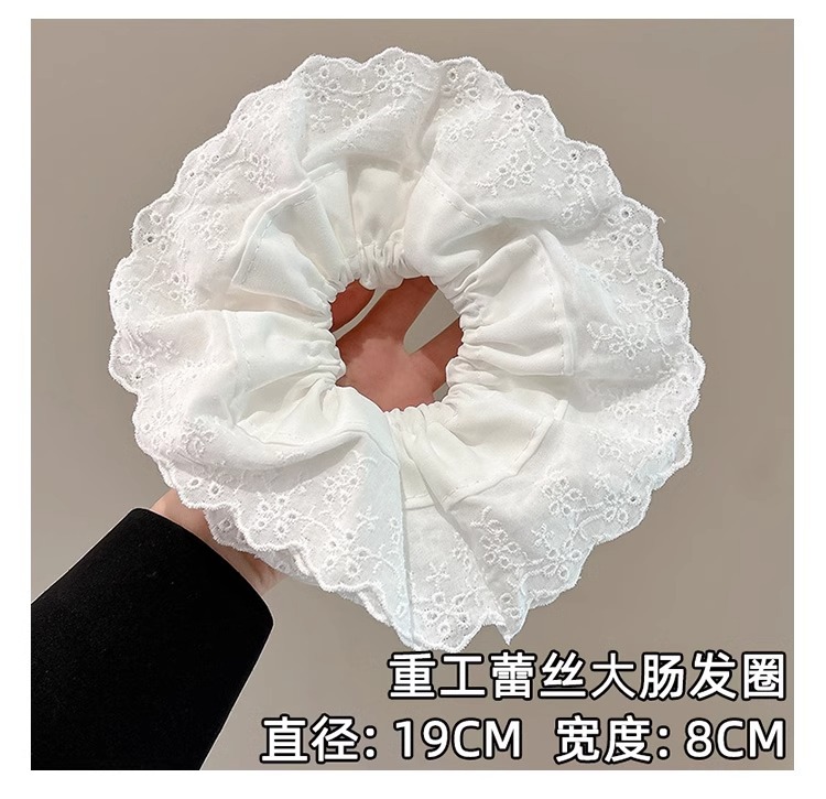 高级感白色低马尾大肠发圈女法式优雅大号肥肠头绳简约气质绑头花详情21