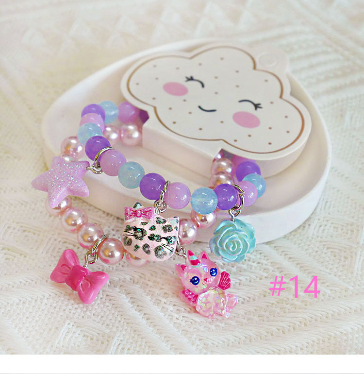 欧美外贸新款儿童首饰卡通火烈鸟冰淇淋星星蝴蝶结手链戒指耳夹详情20