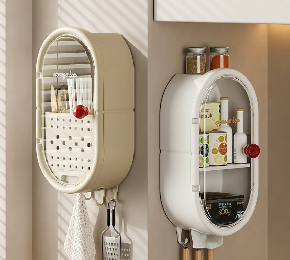 New no-hole wall-mounted household cosmetic tissue storage box bathroom washbasin 筷笼 storage box pic 4