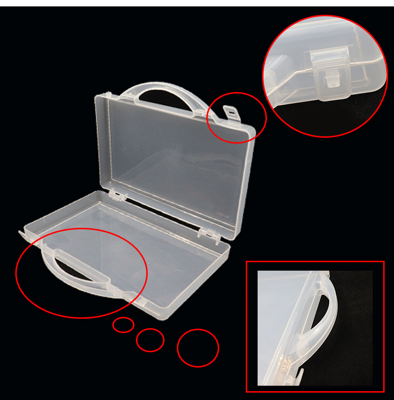 长方形透明pp塑料空带手提文具工具收纳盒美甲材料饰品样品整理盒详情24