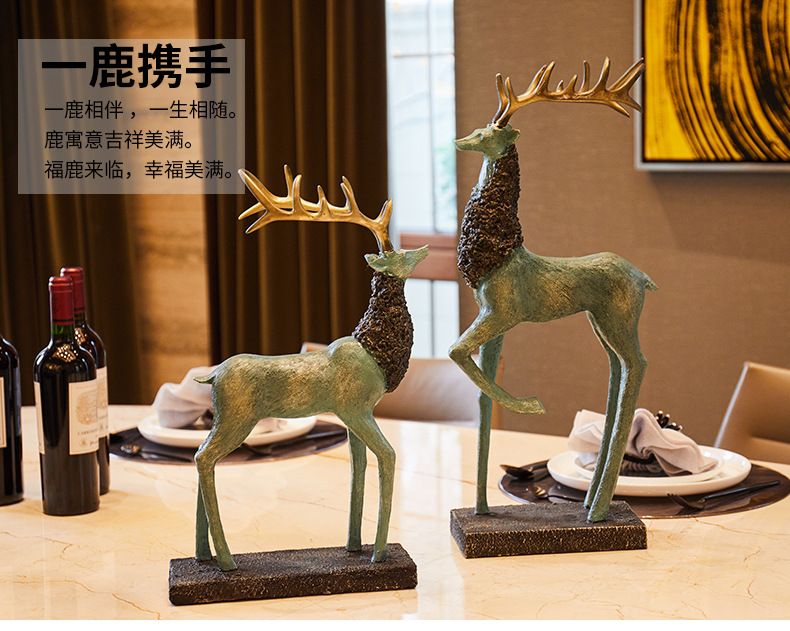 American-style elk ornaments, creative home living room TV cabinet, wine cabinet, soft furnishings, model room, housemoving gifts pic 1