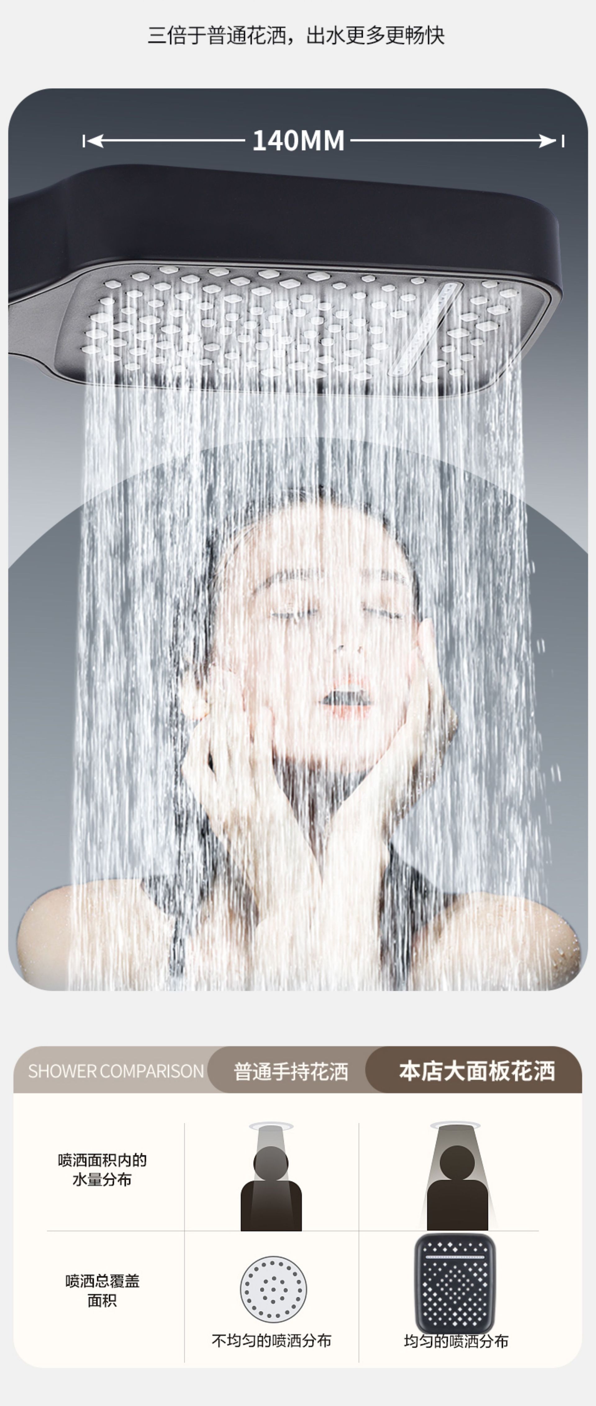 增压花洒喷头手持淋雨花晒头浴头喷淋浴室沐浴莲蓬头花洒套装详情12