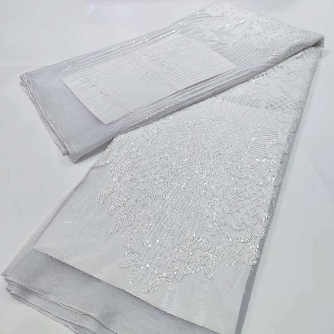 新款非洲亮片蕾丝花边网布面料派对礼服民族风服装辅料laceJX756详情52