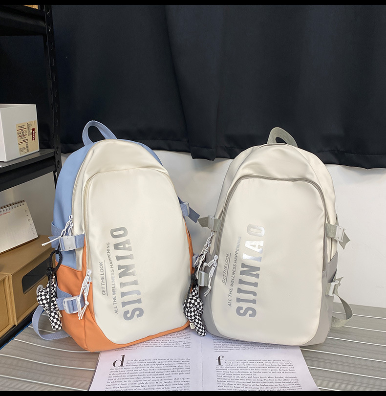 韩版新款书包女高中生日系简约初中生双肩包男初中大学生电脑背包详情34