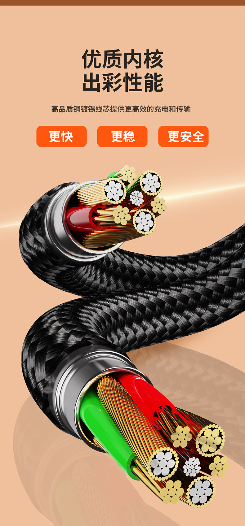 现货加粗编织二拖三数据线PD超级快充三合一车载旅行多功能充电线详情11