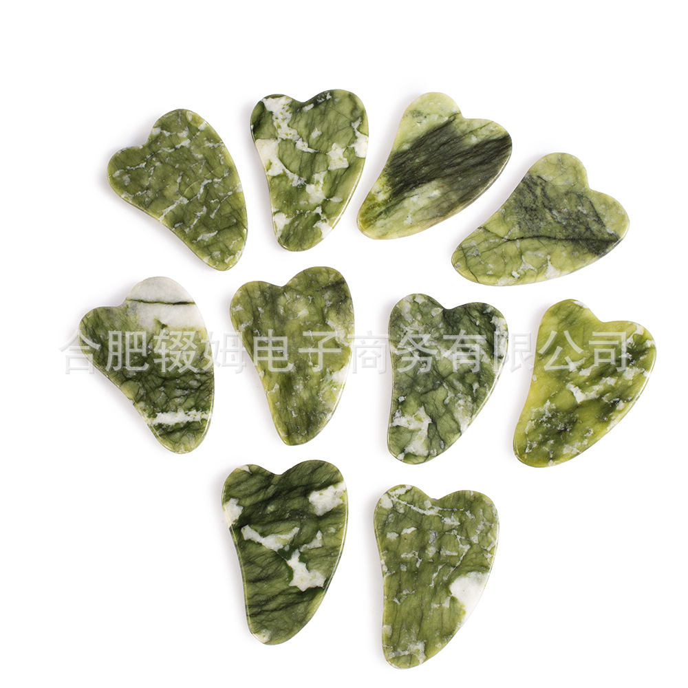 岫岩玉石刮痧板片心形刮痧按摩板面部脸部全身按摩小玉石刮痧片详情11