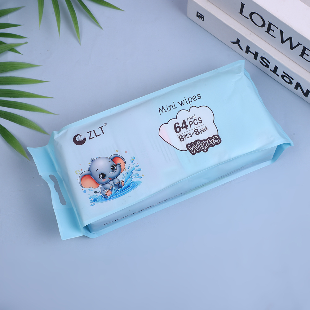 湿巾跨境便携小学生婴儿手口纯水湿纸巾儿童上学清洁用手帕纸草本详情2